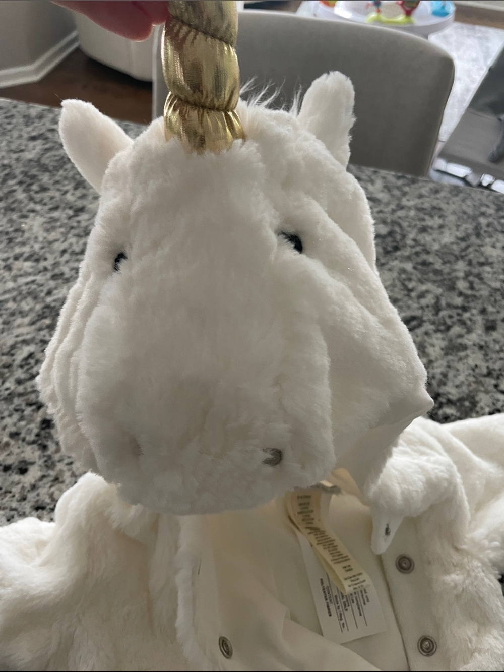 Pottery Barn Kids Cream Plush Unicorn Hooded Costume - Picture 3 of 4